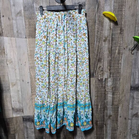 Zesica White Floral Bohemian Hippie Flowy Maxi Skirt - Picture 2 of 5